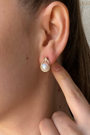 MNZ-14 كيراط ذهبية نساء حجر قطعة اللؤلؤ - Birinci1926