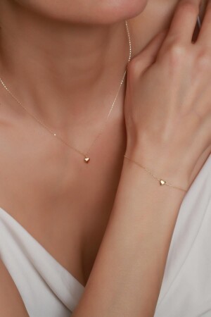 MNZ-14 كرات الذهبية صغيرية قلادة قلب و سوار مجموعة KLYMNKLPBLKLKST - Bayar Gold