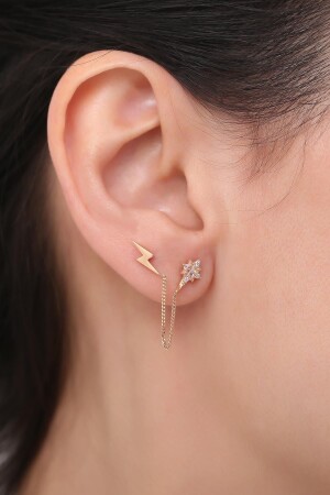 MNZ-14 كيراط ذهبية حجر الشمال نجوم زيغزاك سلسلة الأذن KPTSLKZYLDZZGZZNCR - Bayar Gold