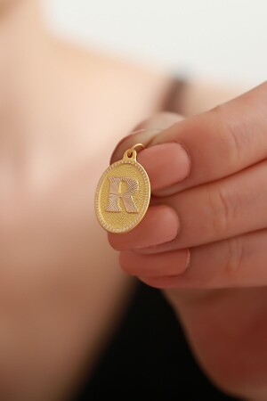 MNZ-14 كيراط ذهبية تعصبية حرف بيضوي R Pendant UCHRFOVLYNSTLJKR - Bayar Gold