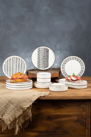 MNZ-14 قطعة قابلة للتجميع Sio Savior Breakfast Set لـ 6 أشخاص - عرض وجبة إفطار فاخرة Set Plate - Kitchen Life