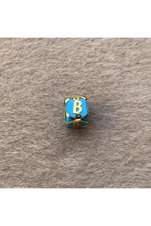MNZ-14 كيراط ذهب ذهب قفسة كرة زرقاء بحرف ب UCHRFKFSMVB - Bayar Gold