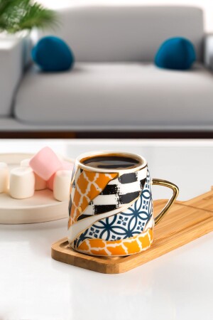 MNZ-14671-2 كوب كوب من الخنزير الذهبية - كوب قهوة الشاي مع المقبض - 200 ميكرو - Porsima