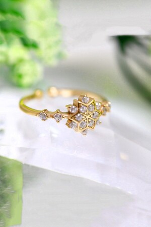 MNZ-14k ذهبية ذهبية مزقة كريستال قشرة الثلج محفوفة زيركون حجر خاتم النساء - X-Lady Accessories