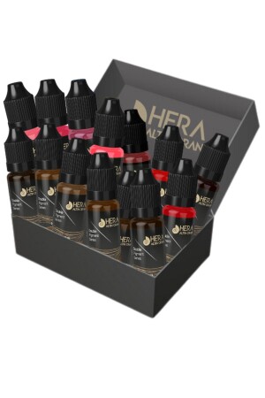 MNZ-14x10ml مكياج دائم ميكروبلادينغ، لون الشفاه ولوحة العينات مجموعة كاملة - Hera Altın Oran