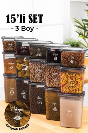 MNZ-15 حاوية تخزين بيغي مستطيلة مع علامة طباعة الشاشة البيضاء 5x(1500-1150-800 مل) أنتراتيت PGGY15LIK - Vienev