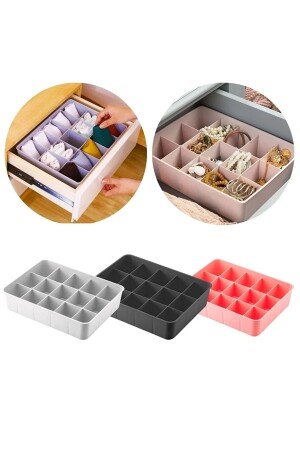 MNZ-15 مكونات الدرج منظمة الجوارب الجوارب المجوهرات منظمة - الأسود - Ecolux