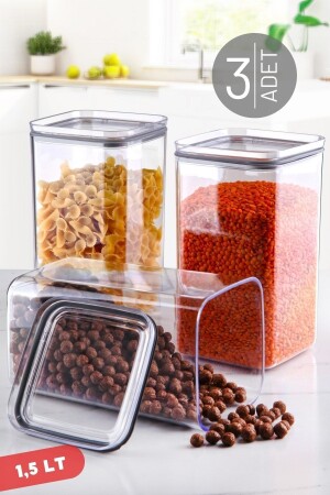 مُعدّل من MNZ-1.5 Lt مربع 3 قطع حاوية تخزين مع غطاء وقابض سيلكون NDY-EMH-147 - Nandy Home