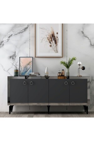 MNZ-150 Cm Poly Console Royalmarble-anthracite-silver POLY - DEMONTE DECOR