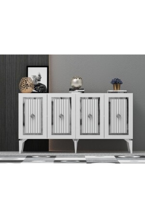 MNZ-150 سم نورا كونسول نوراكنز الفضي الأبيض - DEMONTE DECOR