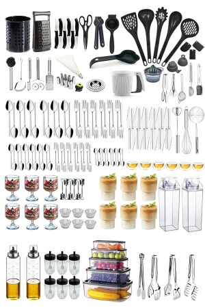 MNZ-156 قطع. سكين ملعقة شوكة لـ 12 شخصاً، كوب أوريجامي، حاوية تخزين، كأس ماغنوليا، كأس صلصة - Selenica