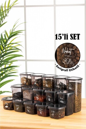 MNZ-15pcs حاوية تخزين بيغي مربع مع علامة طباعة الشاشة البيضاء 5x ((0,55 لتر، 1,2 لتر، 1,75 لتر) أنتراتيت - Vienev