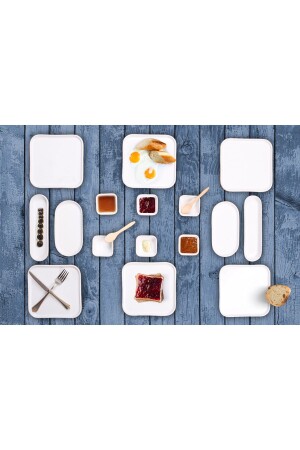 MNZ-16 Piece Square Anatolia Series الإفطار والعشاء المجموعة - Evimsepette