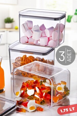 MNZ-1.75 Lt مستطيل مضغوطة ، مضغوطة ضد التسرب تخزين وتوريد الحاوية 3 قطع شفافة NDY-EP-156 - Nandy Home