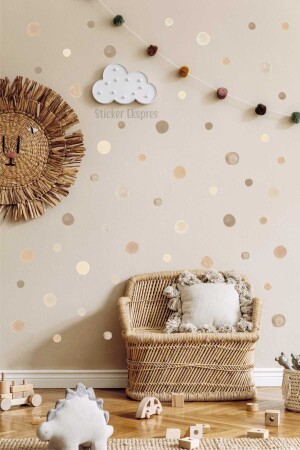 MNZ-178 قطع 5 و 3 سم Pastel Brown Watercolor Polka Dot الدوال SSTCKREKSP377 - Sticker Ekspres