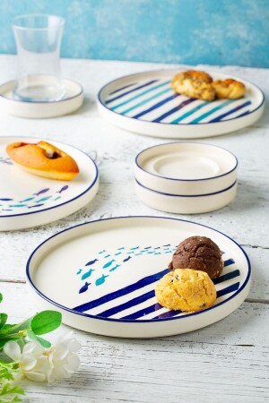 MNZ-18 قطعة 6 شخص Marin تحميل الإفطار المكثفة و تحميل الإفطار مع أكواب الشاي تحميل الشاي الحديث14 - Kevin Seramik