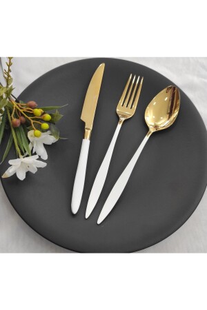 MNZ-18 قطعة بيضاء التيتانيوم الذهب قشرة الفوك سكين مجموعة CMDCSGGTGS83 - BRONDOFF