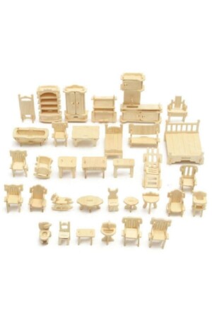 MNZ-184 قطع طلاء خشب طبيعي 3d نموذج أثاث مصغر مجموعة الخشب184موبيليا - Genel Markalar