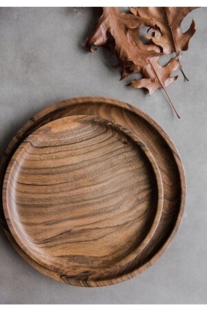 MNZ-1'okay - لوحة الخشب المكملة 2 قطع، وعاء العرض، وعاء الإفطار، وعاء الخشب (WALNUT WOOD) OKAY- TS00 - 1'OKAY design