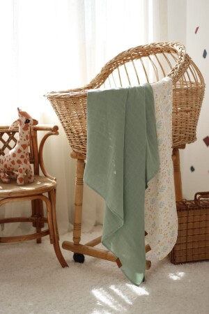 MNZ-2 قطعة طبقة مزدوجة مجموعة غطاء المسلين - مجموعة الزهور 00216 - Mujo Baby&Kids