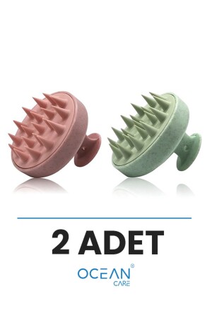 فرشاة رعاية الشعر MNZ-2 - شامبو كومب تدليك الرأس - فرشاة الاستحمام - 1 وردي - 1 خضراء - Oceancare