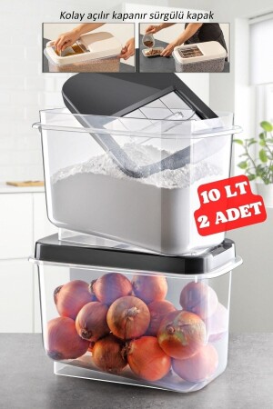 MNZ-2 قطع 10 Lt Multibox مع غطاء سريع للتزحلق للأغذية والخضروات وما إلى ذلك - Nandy Home