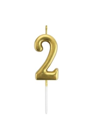 MNZ-2 سنة القديمة رقم الذهب شمعة الذهب لون كعكة عيد ميلاد شمعة 12 سم - Bal10 Dünyasi