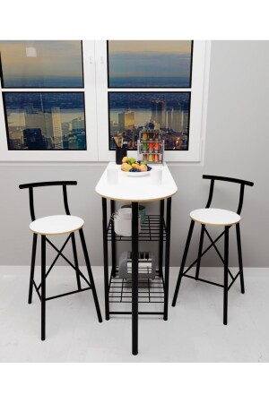 MNZ-2-شخصية طاولة المطبخ طاولة المطبخ بار طاولة الكرسي المعدة مقعد بار مقعدات الأطلسي أبيض 1335 - Eportatif