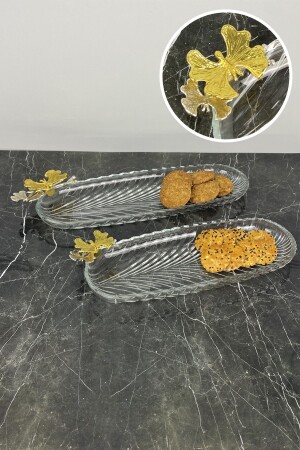 MNZ-2 قطعة قوارب الزجاجي لوحة الفاكهة الكوكي خدمة العرض لوحة الذهب الزهرة تفاصيل 147814123590 - MAY HOME