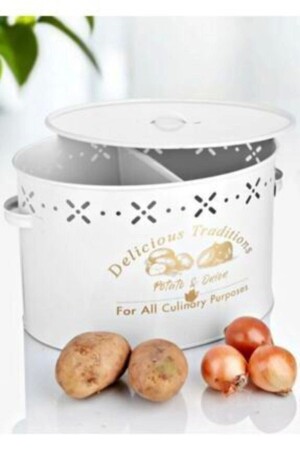 MNZ-2 قسم البطاطا المعدنية و سطل البصل الأبيض 18 لتر حاوية تخزين حامل البصل حامل البطاطا الأبيض - Genel Markalar