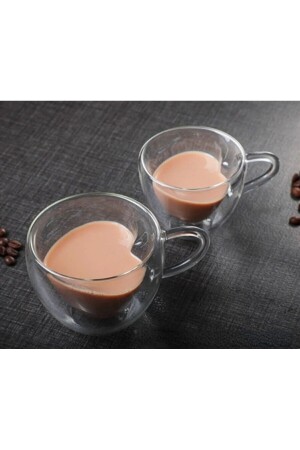 قطعة من النظام (MNZ-2) - شكل قلب مزدوج جدار شفاف كوب زجاجي إسبريسو مكتب المنزل القهوة 180 مل - M Mimoza Park