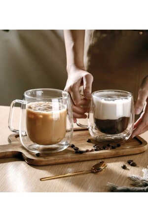 MNZ-2 مقاومة للحرارة مضاعفة الزجاجية المضاعفة الزجاجية المضاعفة الجدارية 2 قطع 250 مل - Küçük Ew