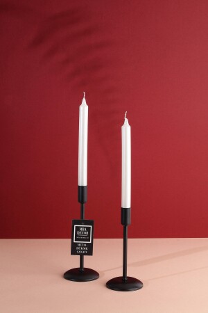 MNZ-2 قطع (مضاعفة) سطح ساقي شمعة سوداء حامل شمعة ديكوراتية حامل شمعة لاستعداد غطاء ديكورات المنزل 22-18 سم - Mba Decor Metal Bending Art