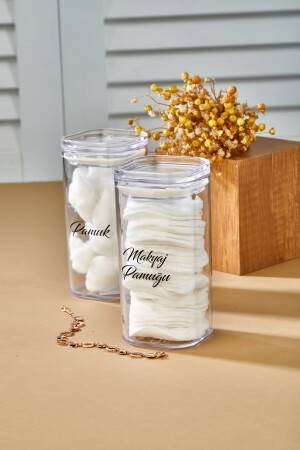 MNZ-2 حزمة أكريليك شفافة مع علامة القطن الموزع مكياج القطن والقطن 250 مل - Fbzhome