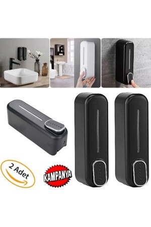 MNZ-2 قطع جدارية مقبضة على الصابون السائل غسل الأطباق زجاجة السائل صابون الموزع 350 مل لون أسود صابون أسود 2 قطع - mrtbilisim