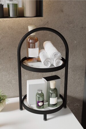 MNZ-2 طبقة الرخام الأبيض النمط المجوهرات التجميل الحمام منظمة المنظم 41 سم L4282791806 - LİLLA HOME