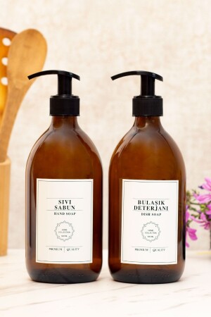 MNZ-2 قطعة صابون سائل و زجاجة غسيل الأطباق 500 مل ريونا صابون مُزدوج مجموعة زجاجة - Reoona