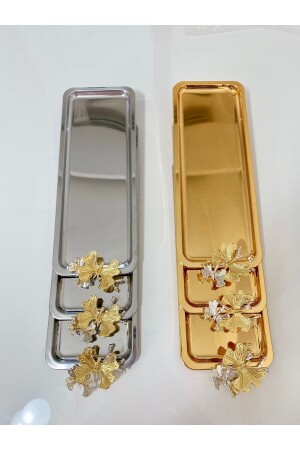 MNZ-2 ألوان مختلفة طراز الفخام الفراشة الذهبية، الخدمة العصا الفضية، الشاي والقهوة، العذائر والعرض الصندوق 6BTNK - Aslı Hediyelik