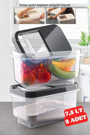 MNZ-2 قطع 7.5 لتر مربع متعدد مع غطاء سريع للتزحلق للأغذية والخضروات الخ تخزين الحاوية الأنتراكيت TYC00705460066 - Nandy Home