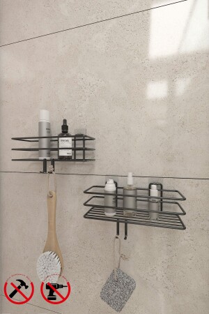 MNZ-2 قطع غرف الاستحمام رف ماتي أسود غرف الاستحمام غرف الاستحمام مع معقب - Alper Banyo