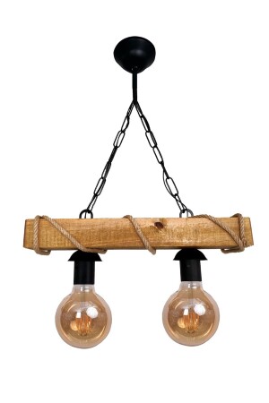 MNZ-2 قطعة مصباح معلق خشبي صخري مع حبل مكتب مقهى بار فندق مطعم مصباح سقف صخري ATLY4081 - Bundeba