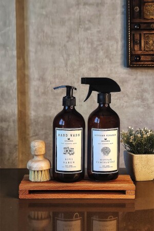 MNZ-2 حزمة من الزجاج النمر الصابون السائل نظيف سطح الزجاجة صابون طبق مع قفزة خشبية Bhbkcset BHBKCSET - KHAKMA