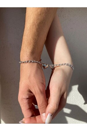 MNZ-2-قطعة مغناطيس القلب عاشق زوج سوار سوار قلب سوار - Glanzend