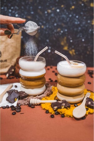 MNZ-2 قطع مقاومة للحرارة Borosilicate Glass ربطة شكل الزجاج مع القهوة الصصوفية وكأس العرض 300 مل - Lilya Home