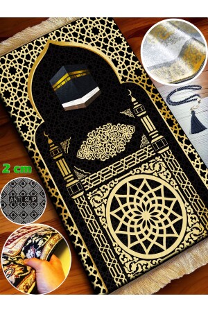 MNZ-2 سم إيفونج سميك الذهب كابا أسود صلاة فراش صلاة بيرة هدية مجموعة لينة غير زلق ركبة بلا ألم فراش صلاة - Carpetella