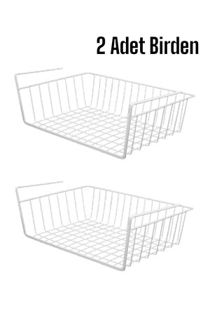 MNZ-2 قطع معدنية لا تتصلب الكنجور تحت الرف سلة [بيضاء] سلة الرف فولاذ سلة معلقة سلة منظمة الرف - Feronyahome & Garden