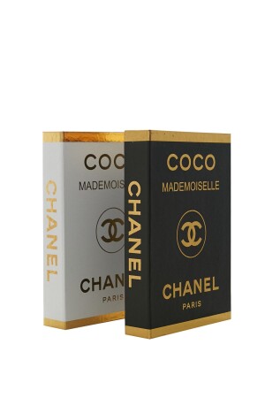 MNZ-2 حزمة كوكو سوداء وأبيض ذهبية ديكوراتية صندوق الكتب iray03 - irayhomedecor