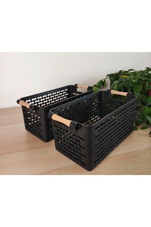 قطعة من MNZ-2 - سلة منظمة متعددة الأغراض مع أدوات بلاستيكية - خزانة ومجرد تنظيف السلة - أسود - Keven Home