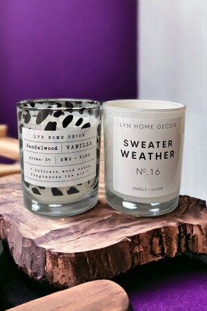 MNZ-2 حزمة السوتر و البقع فانيلا شمعة الزجاجية ذات الروائح البيضاء - LYN HOME & DECOR