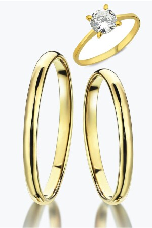 MNZ-2 Mm النساء الرجال الصفراء الفضية خاتم زفاف الزفاف زوج و خاتم عزلة Wr86y MDL-WR86Y - Takı Dükkanı